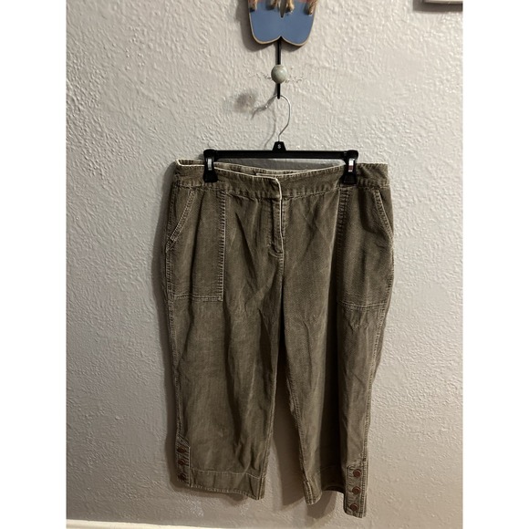 J Jill Size 14 Grayish Brownish Corduroy Capri Pants Women Vintage - Picture 5 of 6